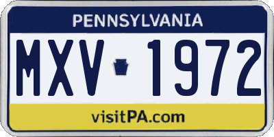 PA license plate MXV1972