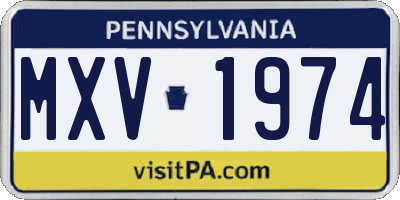 PA license plate MXV1974