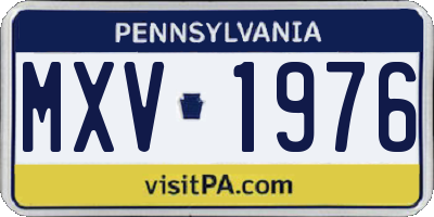 PA license plate MXV1976
