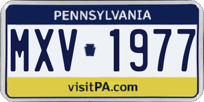 PA license plate MXV1977