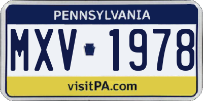 PA license plate MXV1978
