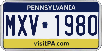 PA license plate MXV1980