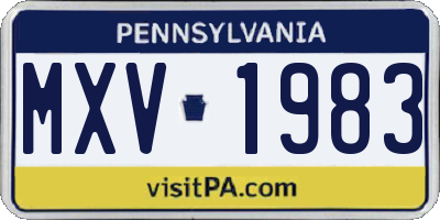 PA license plate MXV1983