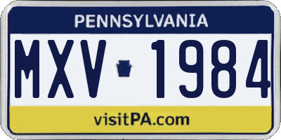 PA license plate MXV1984