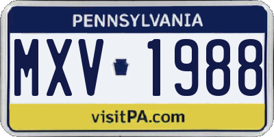 PA license plate MXV1988