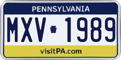 PA license plate MXV1989
