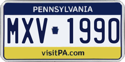 PA license plate MXV1990