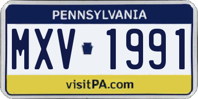 PA license plate MXV1991