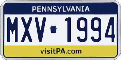 PA license plate MXV1994