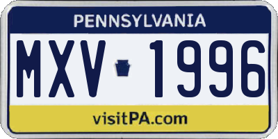 PA license plate MXV1996