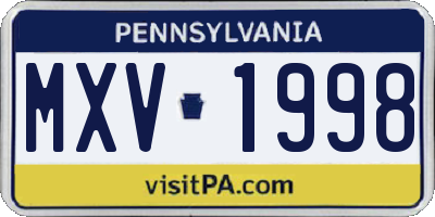 PA license plate MXV1998