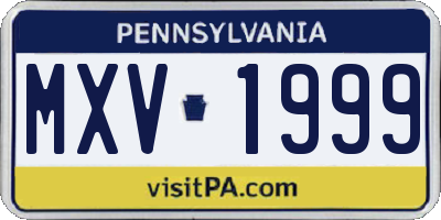 PA license plate MXV1999