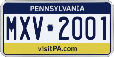 PA license plate MXV2001