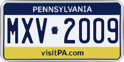 PA license plate MXV2009