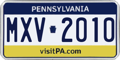 PA license plate MXV2010