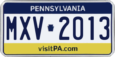 PA license plate MXV2013