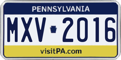 PA license plate MXV2016