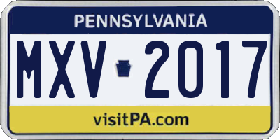 PA license plate MXV2017