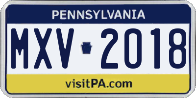 PA license plate MXV2018