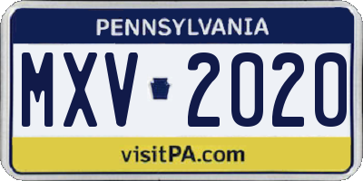 PA license plate MXV2020