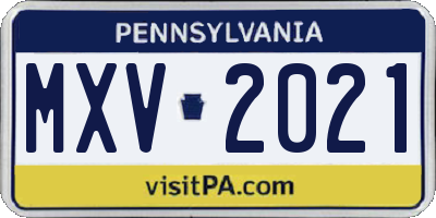 PA license plate MXV2021