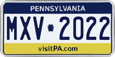 PA license plate MXV2022