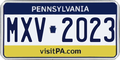 PA license plate MXV2023
