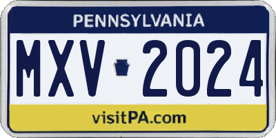 PA license plate MXV2024
