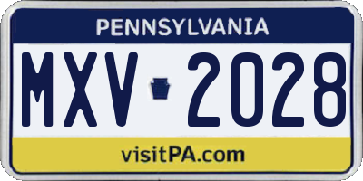 PA license plate MXV2028