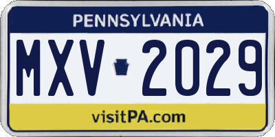 PA license plate MXV2029