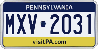 PA license plate MXV2031