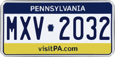 PA license plate MXV2032