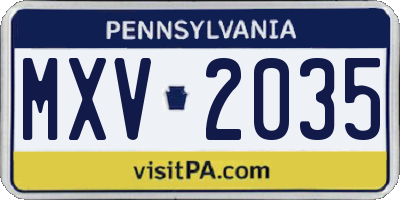 PA license plate MXV2035