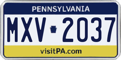 PA license plate MXV2037