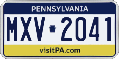PA license plate MXV2041