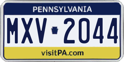 PA license plate MXV2044