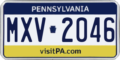 PA license plate MXV2046