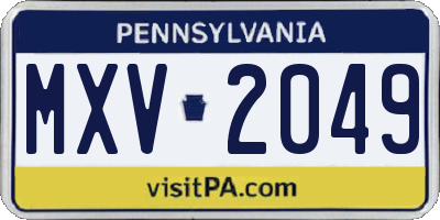 PA license plate MXV2049