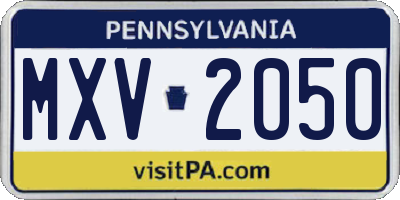 PA license plate MXV2050