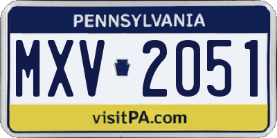 PA license plate MXV2051