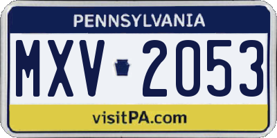 PA license plate MXV2053