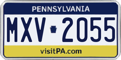 PA license plate MXV2055