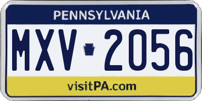 PA license plate MXV2056