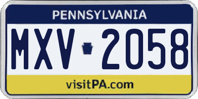 PA license plate MXV2058
