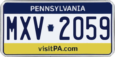 PA license plate MXV2059