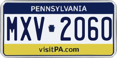 PA license plate MXV2060