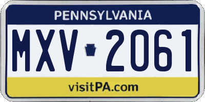 PA license plate MXV2061