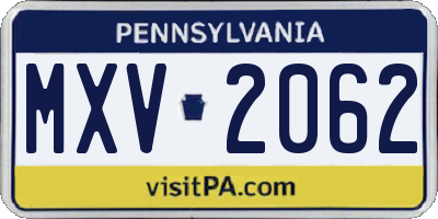PA license plate MXV2062