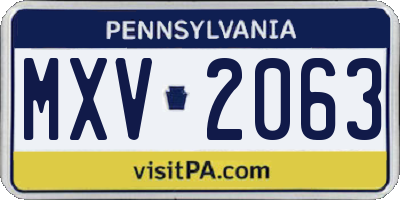 PA license plate MXV2063