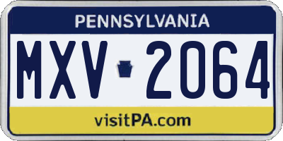 PA license plate MXV2064